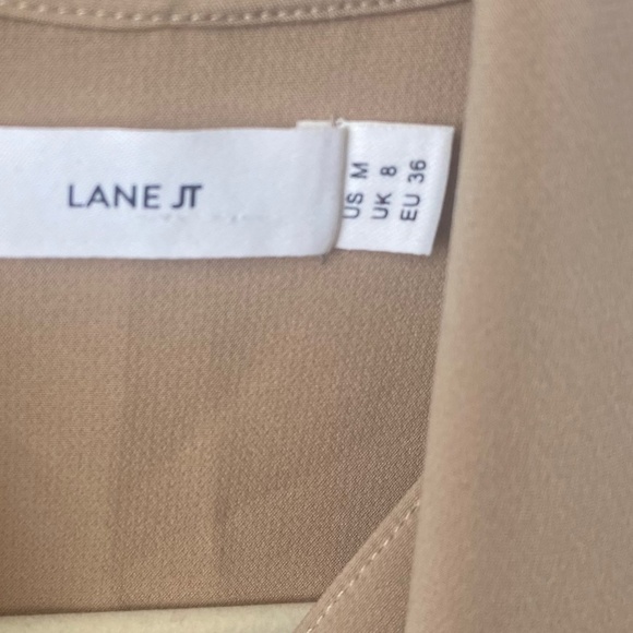 LANE JT Sleeveless top blouse w Shawl size M Medium Tan beige - Picture 7 of 12